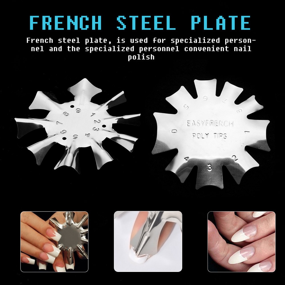 Nail Stempelen Platen Franse Manicure Modellering Vormgeven Rvs Nail Art Voor Crystal Lak Voor Stempelen Vrouwen Wy7
