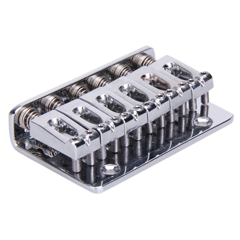 6 String 65Mm Gitaar Brug Metalen Vaste Hardtail Zadel Bridge Top Load Gitaar Staartstuk Voor Elektrische Gitaar Accessoires: Silver