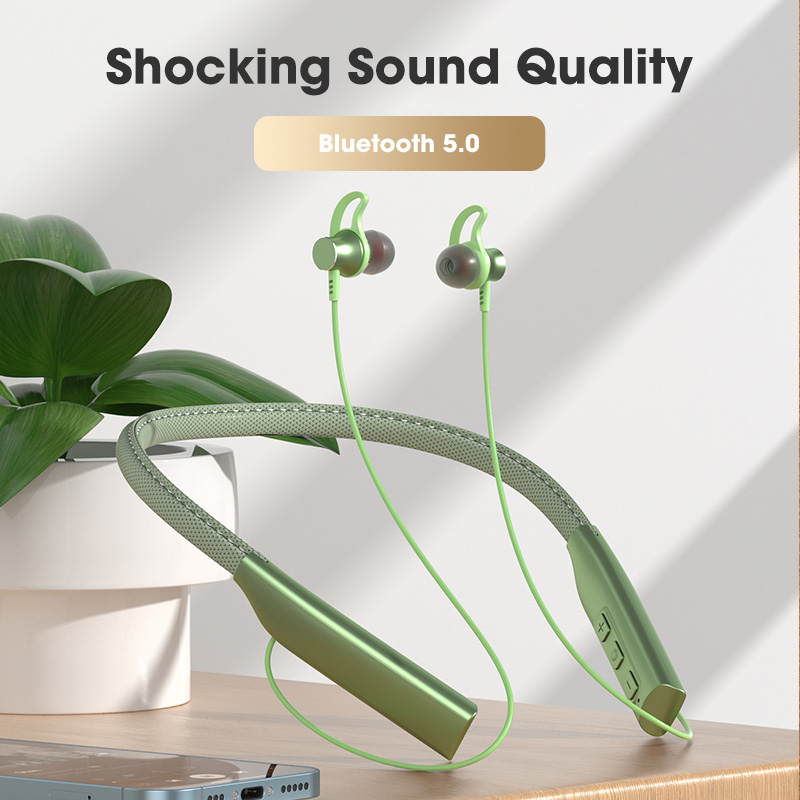 Niye Bluetooth Earphones Magnetic Headphone Sport Wireless Hanging Neck Earphones with Microphone For Xiaomi Red Mi Huawei P30: Green