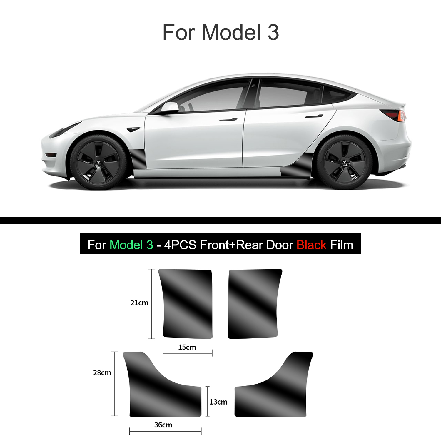 Schwarz TPU Auto Körper Schutz Film Unsichtbare Für Tesla Modell 3/Y -2023 Vorne Hinten Tür Erweiterte transparente Auto Kleidung einstellen: Grün
