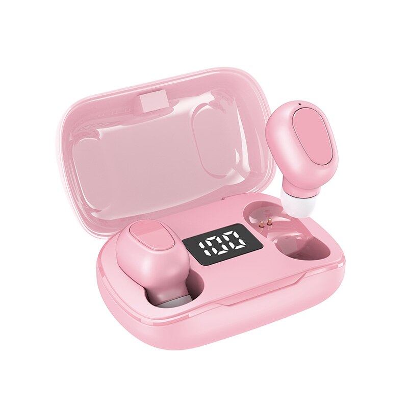 Bluetooth Earphone Headset 5.0 Tws L21 Pro Stereo Wireless Earbuds Headphone Charging Box Holographic Sound Android iOS IPX5: TWS-L21Pro Pink