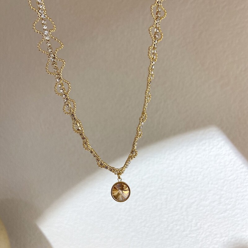 Mengjiqiao 2022 Koreaanse Elegante Delicate Strass Choker Voor Vrouwen Meisjes Mode Metalen Kruis Hanger Ketting Partij Sieraden: Default Title