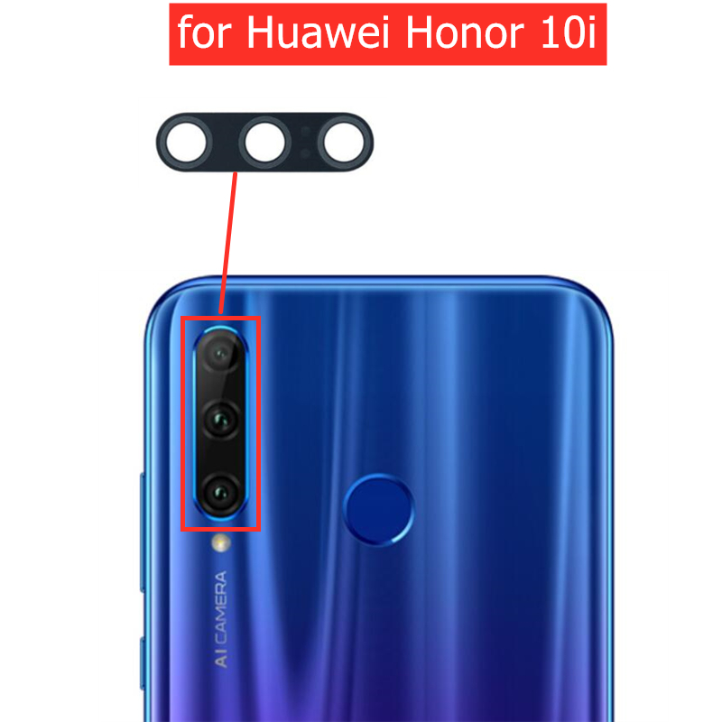 2 Pcs Voor Huawei Honor 10i Terug Camera Glazen Lens Achteruitrijcamera Glas Met 3M Lijm Voor Honor 10i vervanging Reparatie Onderdeel