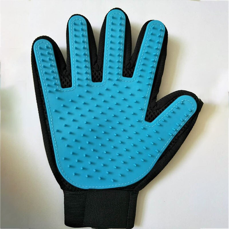 Pet Glove Cat Grooming Glove Pet Deshedding Brush Glove for Cats Dog Hair Remove Brush Dog Cleaning Combs Massage Gloves: sky blue / Left hand