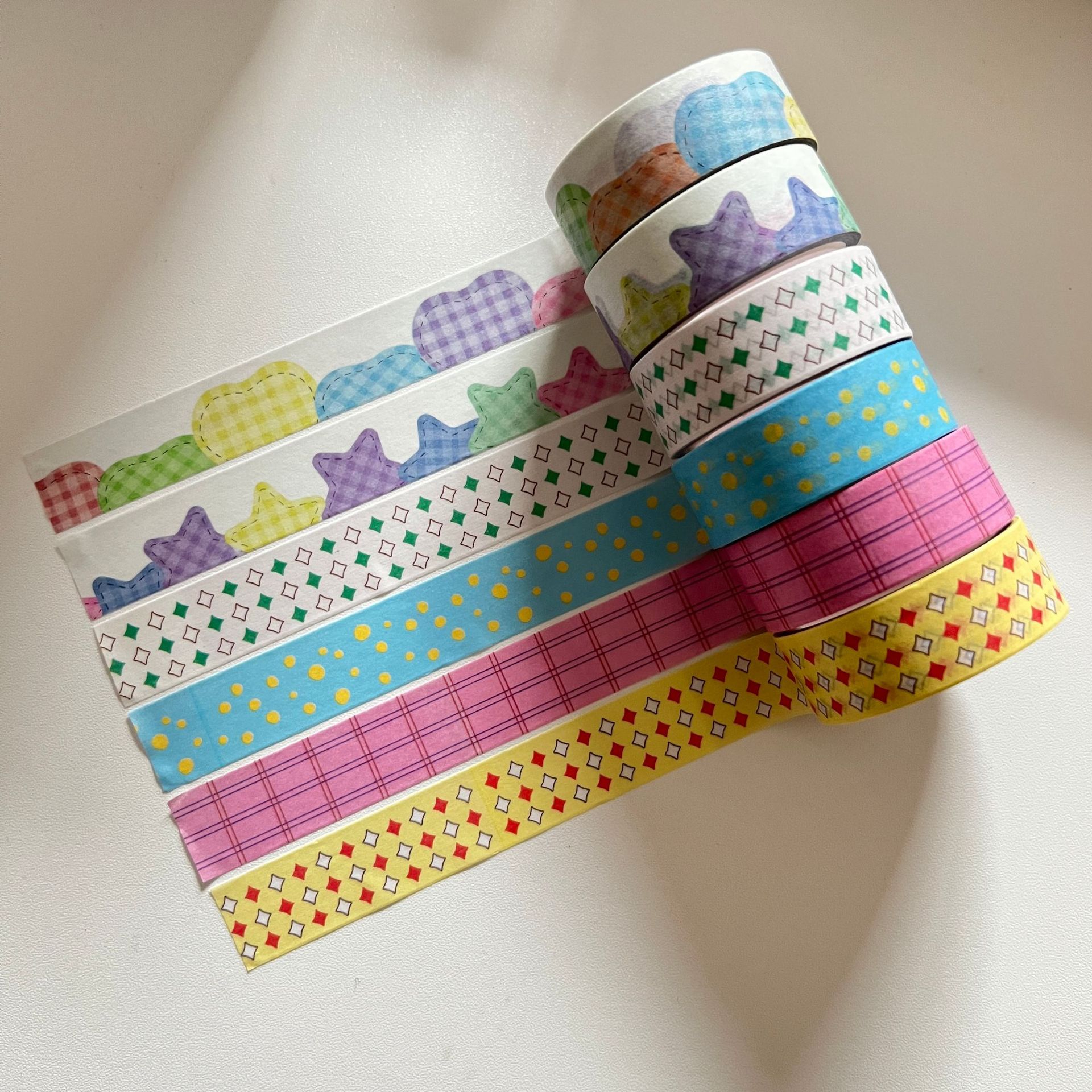 Ruit Vijfpuntige Ster Washi Tape Diy Scrapbook Primer Collage Mobiele Telefoon Dagboek Fotoalbum Happy Plan Decoratie