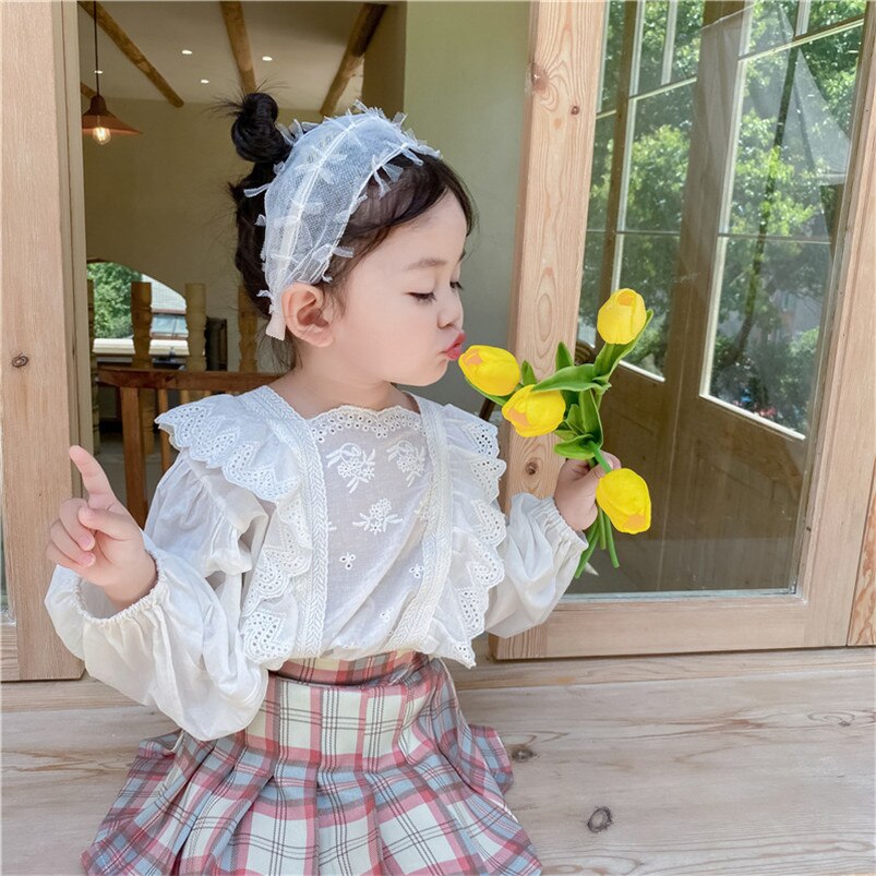 Prinsesse piger blonde skjorte lange ærmer børn bluse forår efterår spædbørn baby piger pullovere til småbørn tøj børn