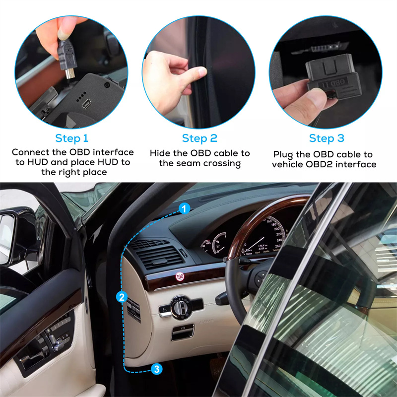 Universal obd2 & gps sistemas duplos medidor velocímetro head up display muti-função medidor de temperatura da água turbo acessórios do carro hud p6