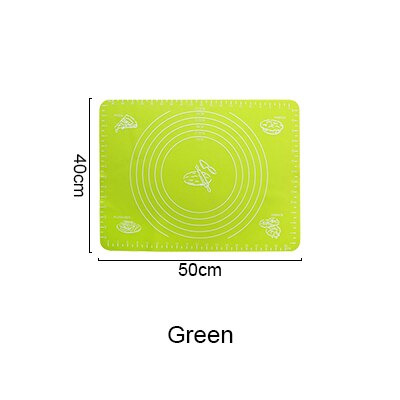 Dikker Siliconen Kneden Deeg Mat Schaal Non-stick Keuken Bakken Tool Cake Board Grote Zachte Hoge Temperatuur Rolling Deeg pad: green