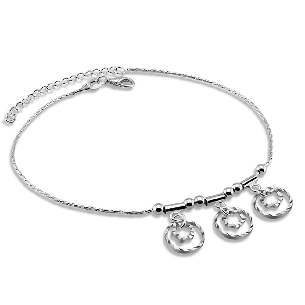 Mode Voet Sieraden 925 Sterling Zilver Geometrische Bloemen Enkelbanden Leuk Cadeau Voor Vrouwen Meisje Voet Accessoires