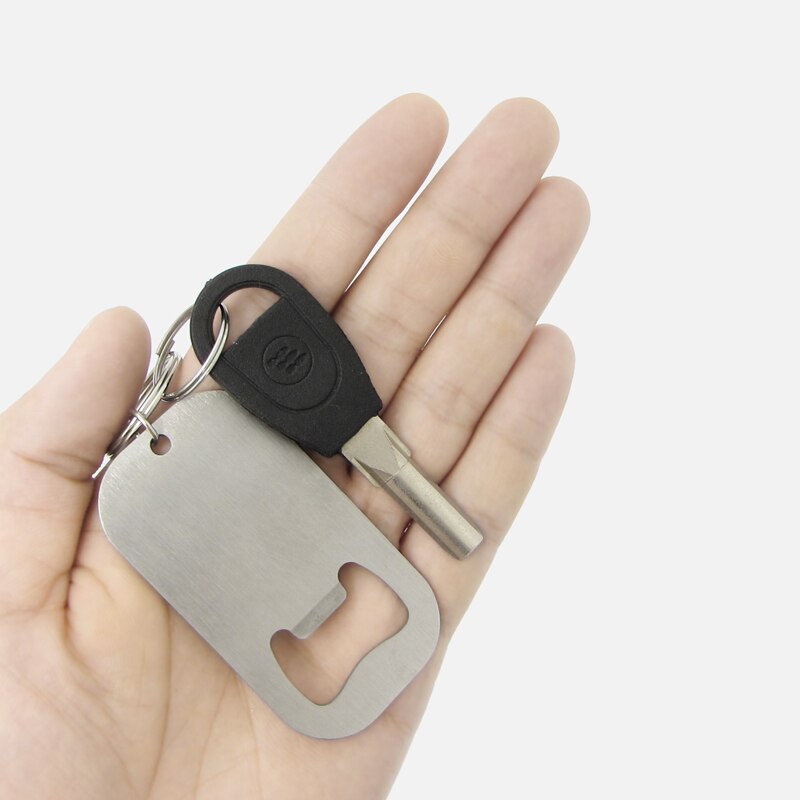 Ruostumattomasta teräksestä litteät pullonkorkin avaaja poistotangon terä kotihotelli olutpullonavaaja avaimenperät