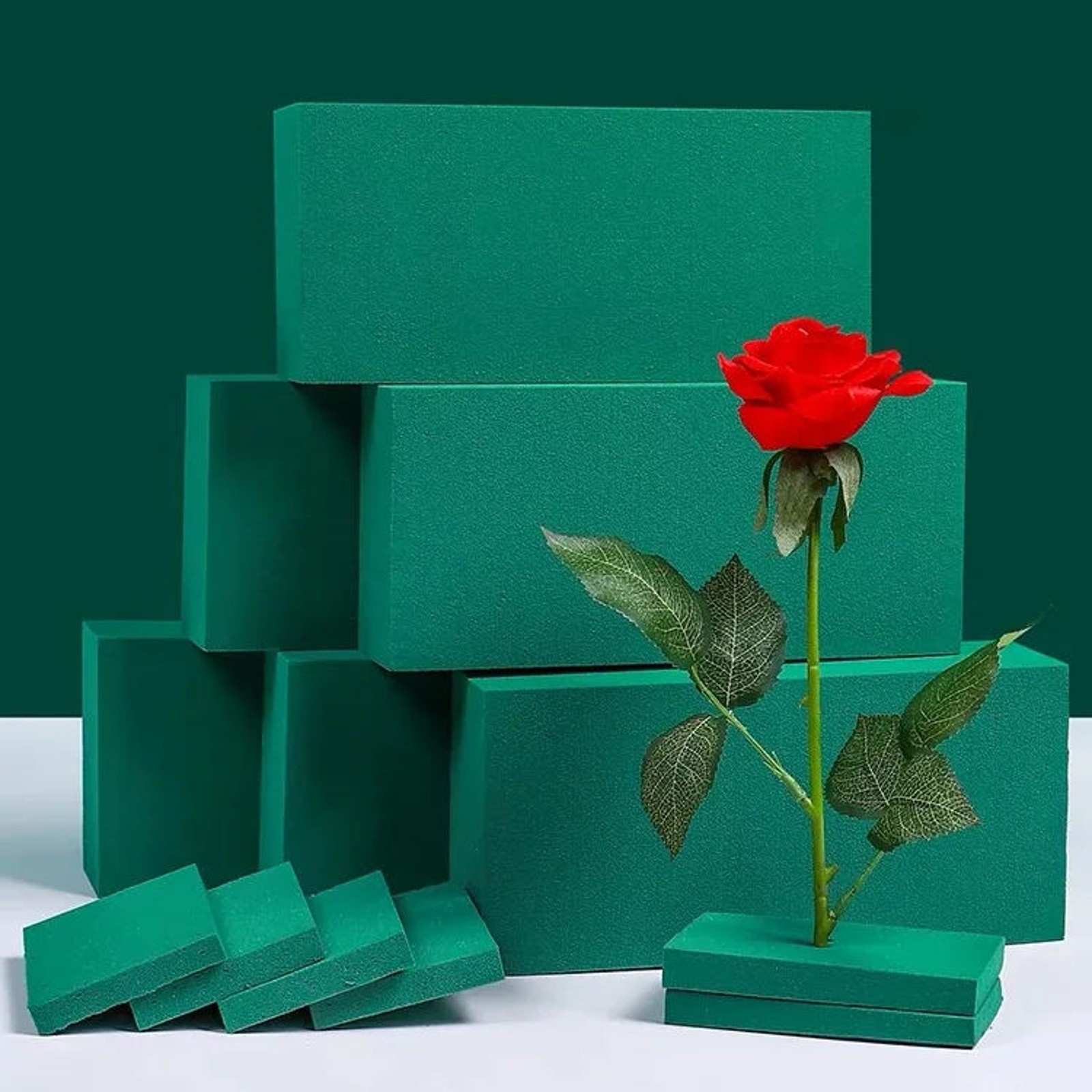 Blomsterskum grønt firkantet skum til blomsterarrangementer skumblokker gjør-det-selv blomsterholder bryllupshåndverk blomsterarrangementskum gjørme