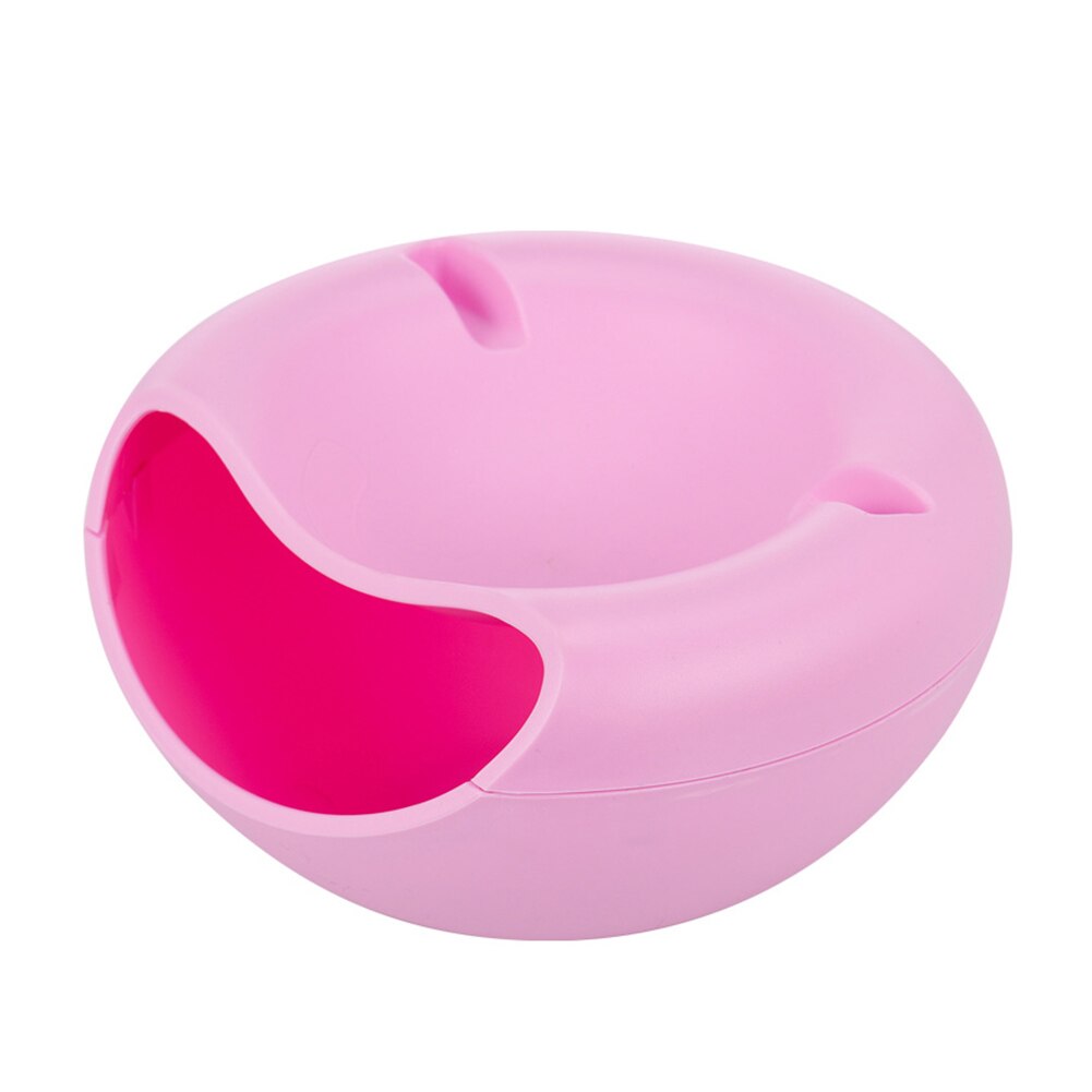 Plastic Storage Box Double-layer Circular Melon Seeds Dishes Desktop Organizer Cosmetic Snack Box Holder YE: Pink