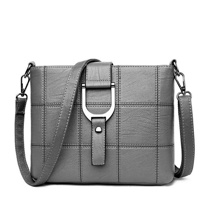 PHTESS Luxury Plaid Handbags Women Bags Brand Female Crossbody Shoulder Bags For Women Leather Sac a Main Ladies Bag: gray