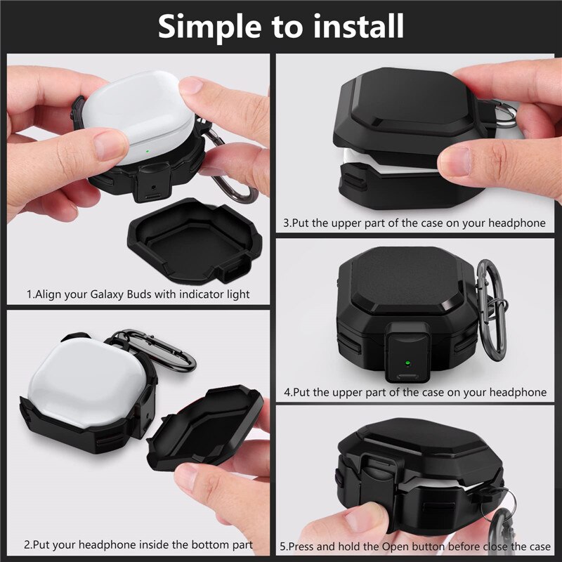 Pokrowiec na zbroję do Samsung Galaxy Buds Live/Pro/2 Case bezpieczny zamek projekt matowy pokrowiec na całe ciało Protector do Samsung Buds 2 etui