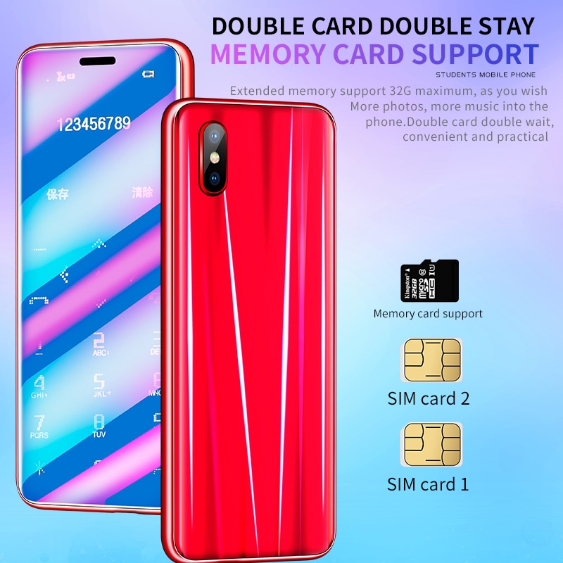 Mini téléphone portable ultra-fin  i8 g/m² , 2g réseaux, touches tactiles, carte d'étudiant, téléphone portable sans internet