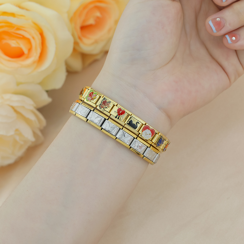 Hapiship Butterfly Cat Golden Italian Charm Links Fit 9mm Stainless Steel Bracelet Jewelry DJ1404-A