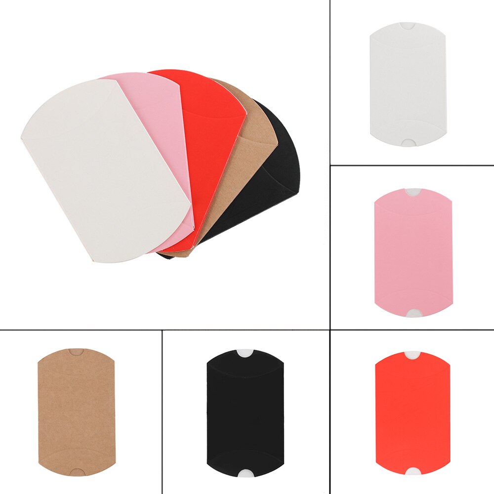 10pcs/set Colorful Paper Pillow Candy Box Pouch Kraft Wedding Favors Candy Boxes Home Party Birthday Supply