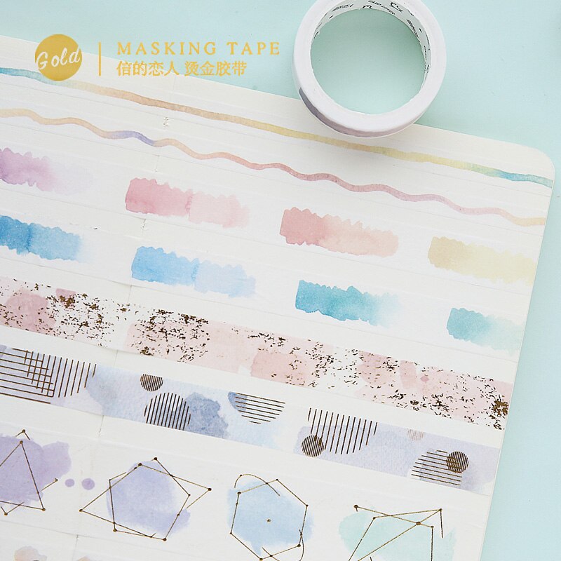 JUKUAI Aquarell Vergoldung Washi Klebeband DIY Dekoration Scrapbooking Planer Maskierung Band Klebeband Etikett-aufkleber Schreibwaren8123