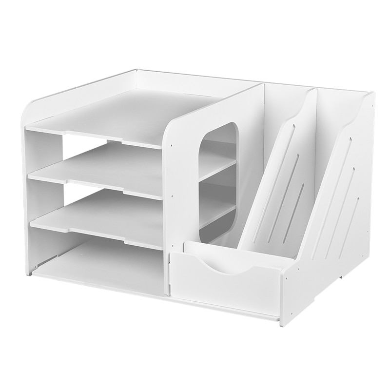 Bandeja para documentos de escritorio, caja de almacenamiento multifunción, bolígrafo, archivador, organizador de Escritorio de oficina, suministros escolares: Default Title