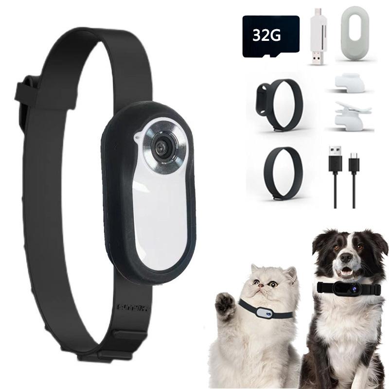 HD 1080P Draadloze Halsband Camera Geen WiFi Nodig Hond Kat Huisdier Camera Kraag Nanny Camera Video Records voor Katten Honden: Lavender