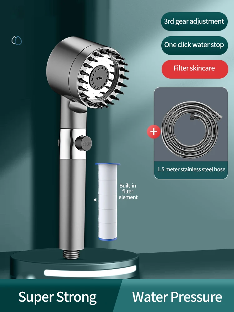 Hogedruk Douchekop 6-In-1 Multifunctionele Douche 3 Modi Draagbare Douche Artisjokken Met Filter Badkameraccessoires: Rood