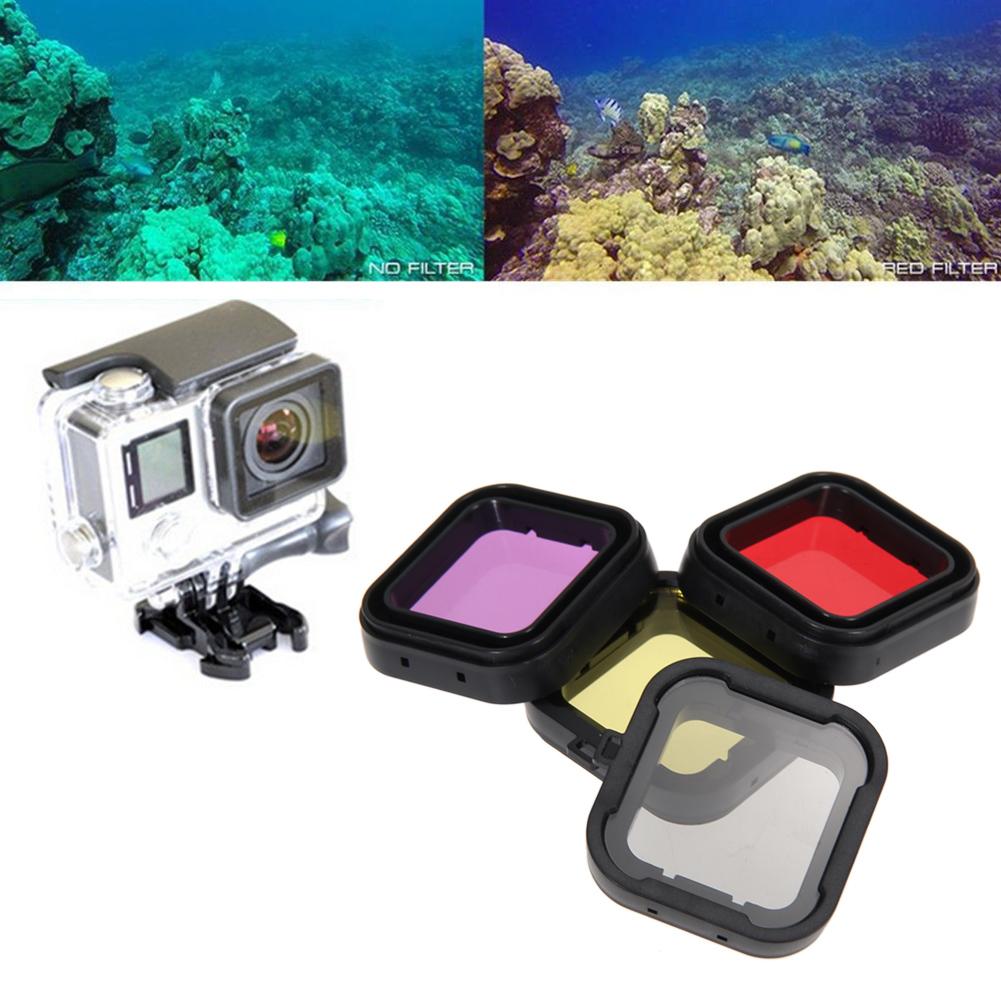 4PCS Underwater Diving Filter Lens Cover UV Filter for GoPro Hero 4 3+