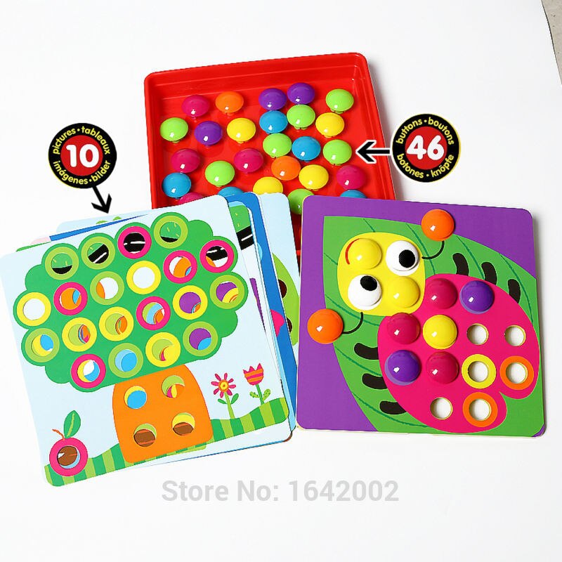 3D Puzzels Knop Art Kleuraanpassing Mozaïek Pegboard Nail Kit Genius Knop Art Leren Educatief Speelgoed Voor Kinderen