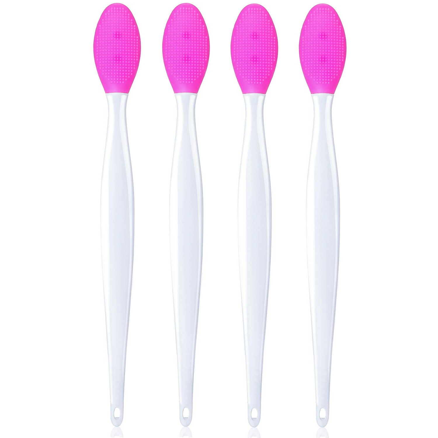 Silicone Lip Brush Tool Double Sided Soft lip Brush Wash Face Brush Scrub Clean Exfoliating Facial Lip Brush: 4Pcs Rose red