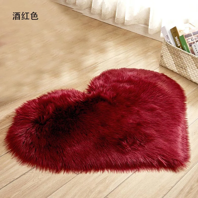 Alfombra peluda larga, alfombra peluda azul, blanca y rosa, alfombras de piel con forma de corazón, lana suave Artificial, piel de oveja, alfombra para puerta de dormitorio y habitación de bebé: Verde claro