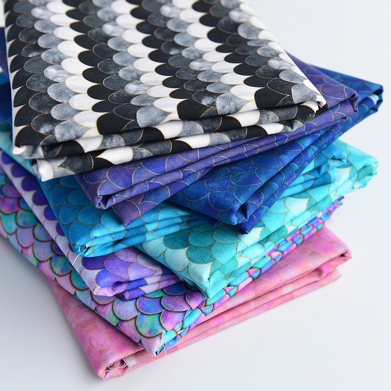 130cm * 50cm rybia łuska tkanina bawełniana Wykonany ręcznie diy bawełna płócienna torba obrus odzież bawełniana odzież dziecięca kreskówka tkanina