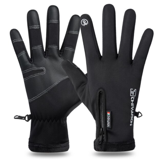 Herfst en winter warme handschoenen voor buiten, winddicht, waterdicht, touchscreen handschoenen, rits, rijden, sporthandschoenen voor mannen en vrouwen: Zwart / M