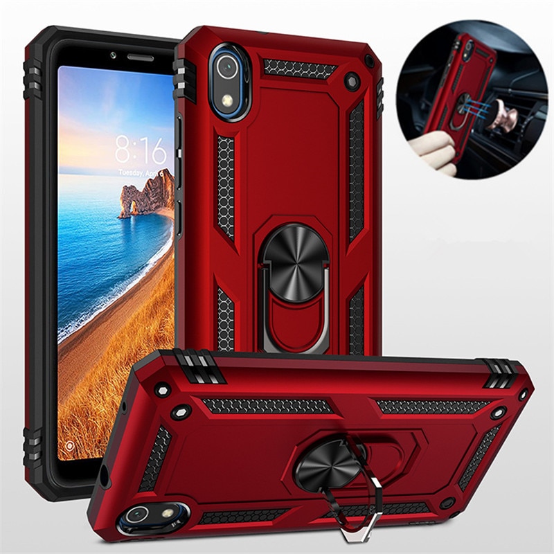 For Xiaomi Redmi 7A Case Luxury Armor Magentic Silicone Phone Case for Xiaomi Redmi 7 Pro 7 A Silicone Car Holder Ring Case