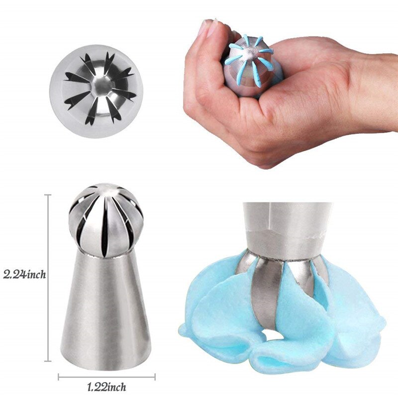 thumbnail image 2 of 3Pcs/Set Russian Flower Icing Piping Nozzles Tips Sphere 2 of 14