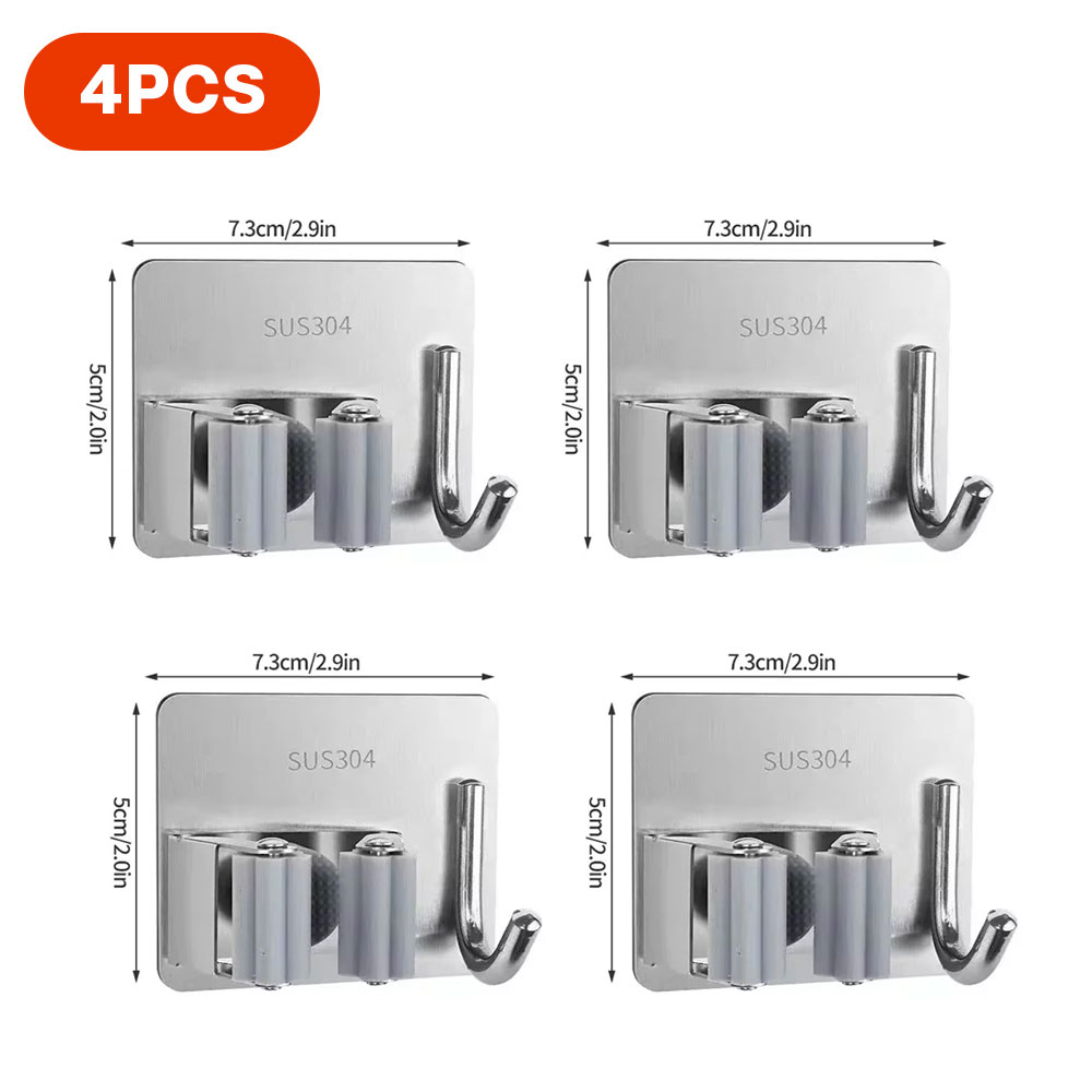 Ganchos multiusos adhesivos para colgar en la pared, estante para fregona, gancho para colgar escoba, organización del baño y la cocina, accesorios organizadores para el hogar ﻿: Caqui oscuro