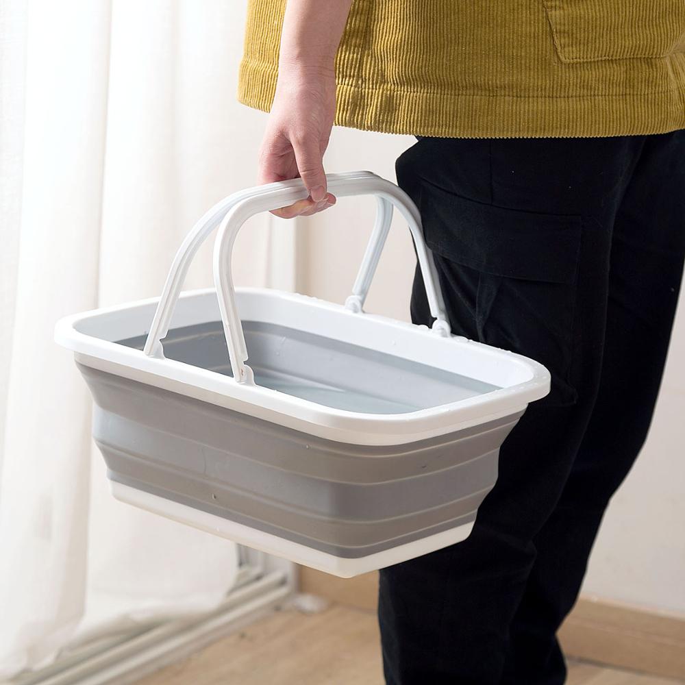 Large Folding Mop Bucket Bathroom Bucket with Handle Portable Water Container Foot Bath Bucket Outdoor Fishing Car Wash Bucket