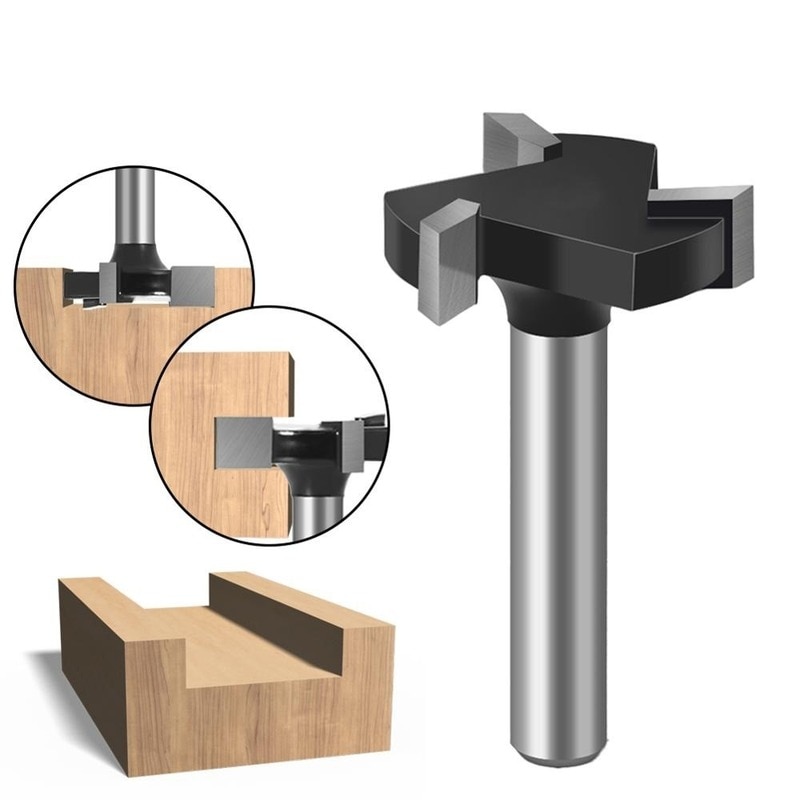 1/4 tommer 6mm skaft 1 tommer skærediameter cnc spoilboard overfladebehandling router bits plade fladning router bit træhøvlebit