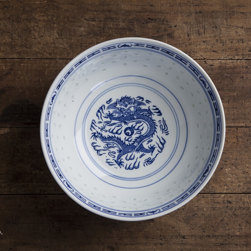 Jingdezhen – bol Ramen creux en porcelaine bleu et blanc, Vintage motif de Dragon chinois, bol de riz, vaisselle de cuisine