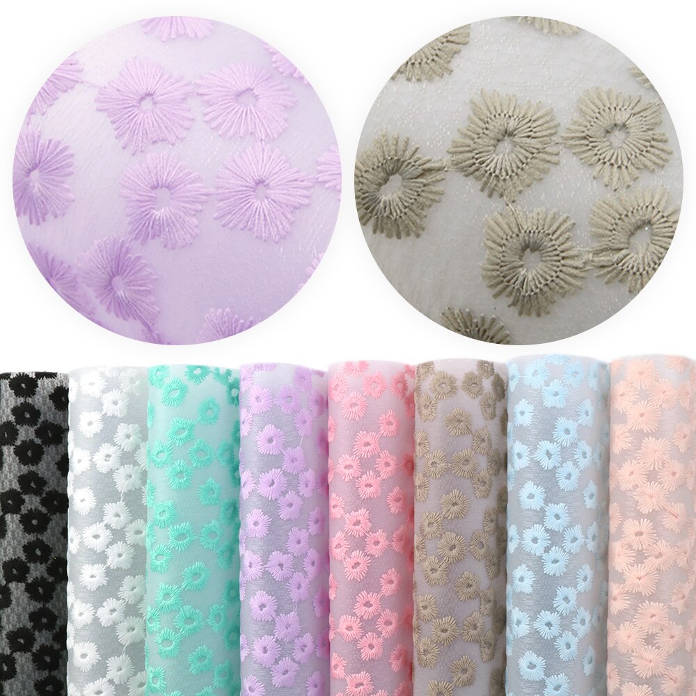 20*34cm Color sólido bordado flor gelatina cuero sintético para proyectos de bolsos hechos a mano DIY, 1Yc8087