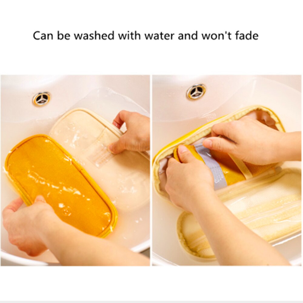 4 Kleur Grote Capaciteit Etui Canvas Stretch Dubbele Laag Cosmetische Bag Pen Box Pouch Case School Office Stationair