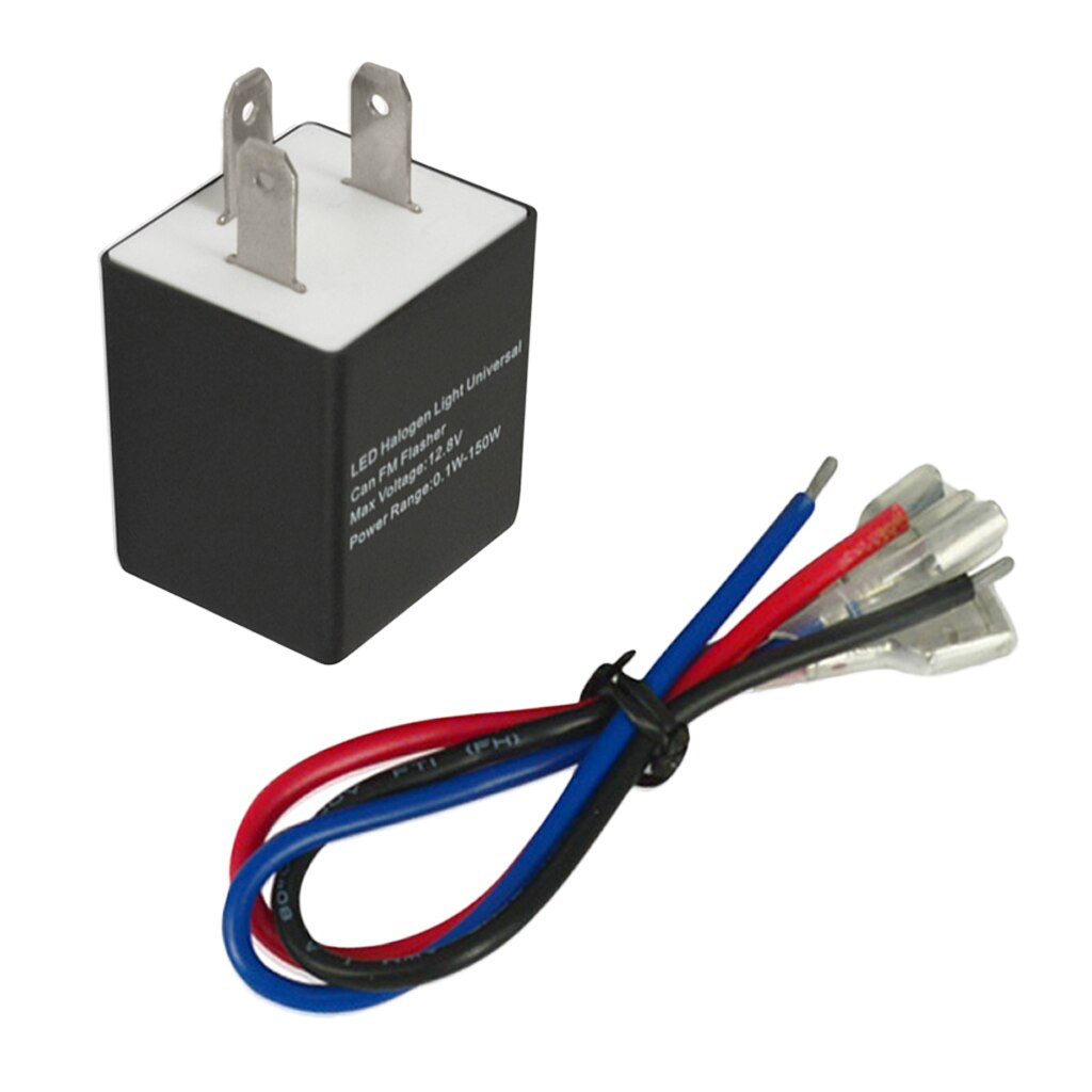 12V&24V 3 Pin Adjustable Electronic Flasher Relay w/ Cable for Motorcycle Motorbike LED Turn Signal Light Bulbs