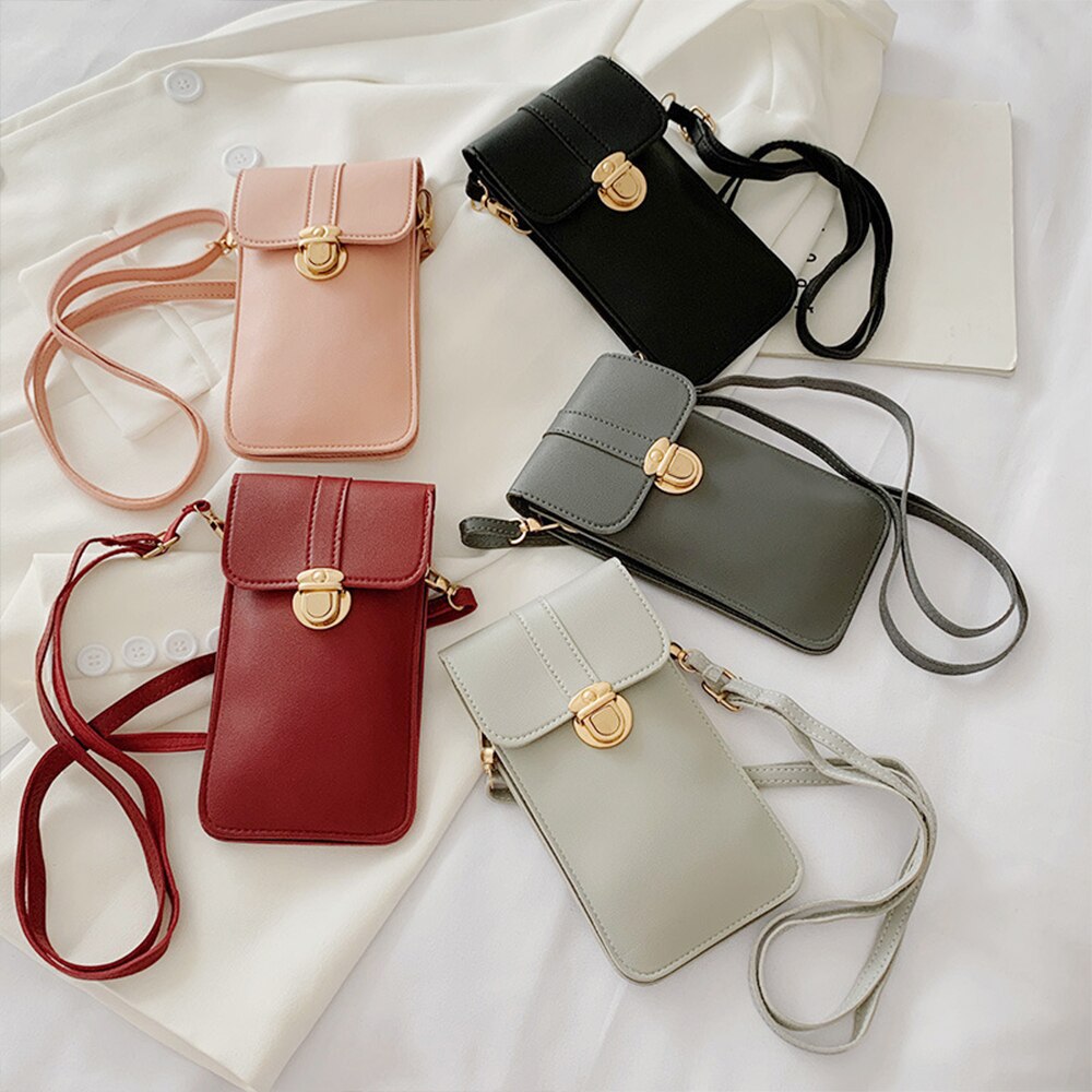 Ladies Purse For Girls Leather Mobile Phone Purse Smart Phone Wallet Shoulder Handbag Women Outdoor Waterproof Bag