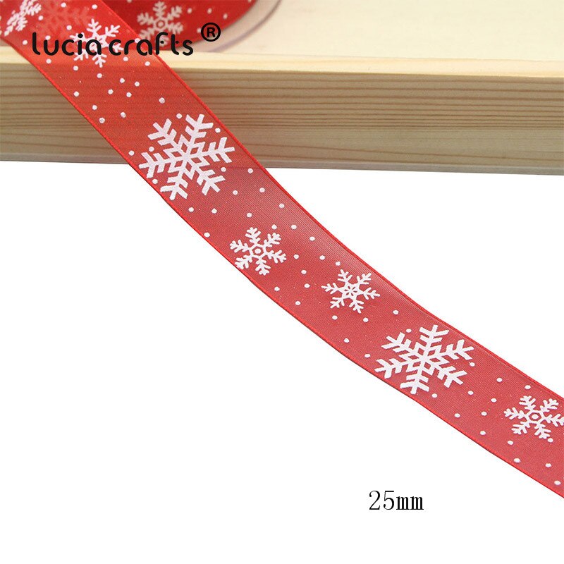 Lucia crafts 5 yard 10mm/25mm snefnug organza bånd diy bowknot indpakning til juledecorp 0303: C2 røde 25mm