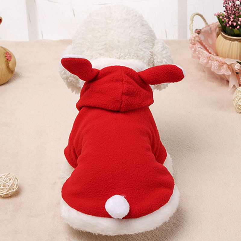 Pet Cat Clothes Costume Cute Rabbit Ears Hooded Coat Cat Puppy Fleece Warm Pet Outfit E2S