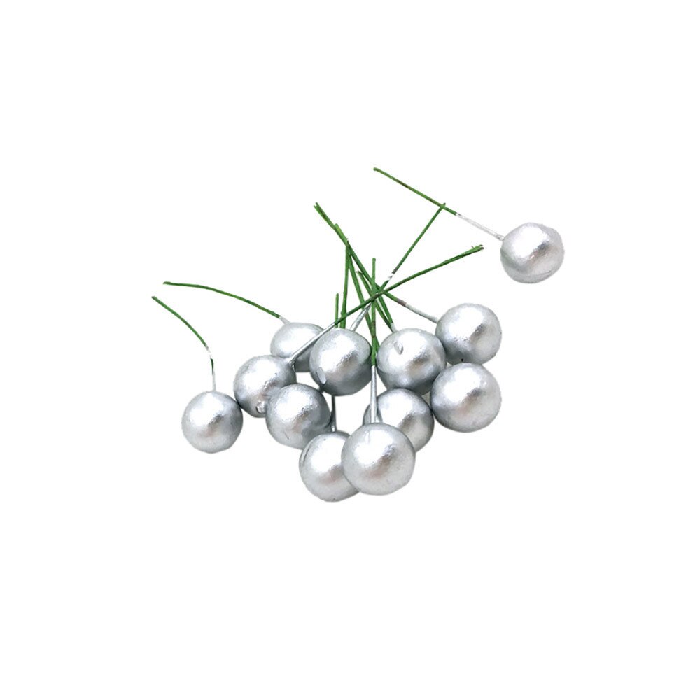 10 stk mini kunstig svampe have diy juletræ indretning skum potteharpiks mos terrarium ornamenter fe miniaturer deco: Sølvkirsebær