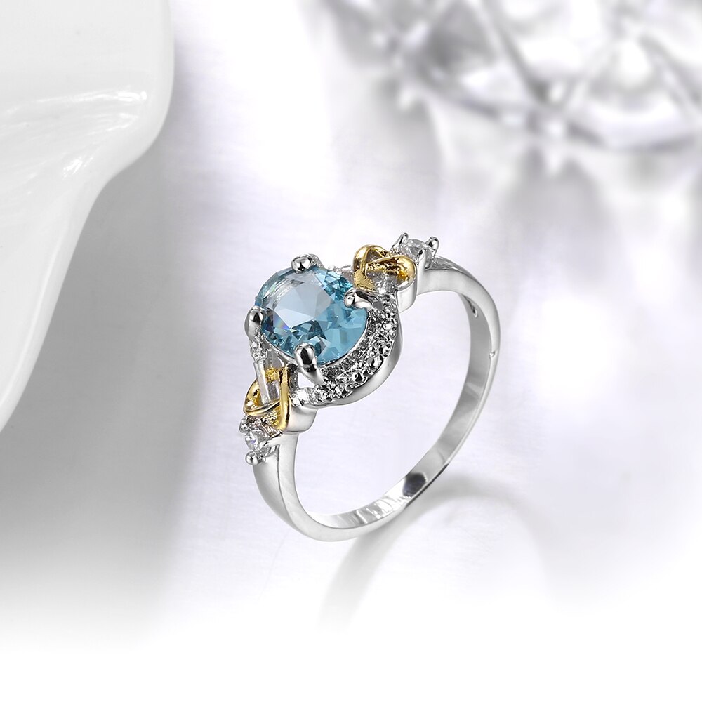 Joyería CC, joyería de plata de ley 925, anillo de circonita azul cielo ovalado a la para mujer, accesorios elegantes, anillos de de compromiso CC542