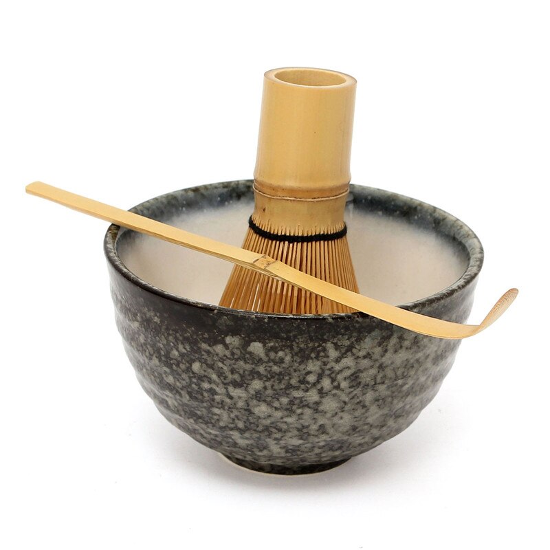 4 Style Fine Japanese Ceremony Matcha Ceramic Bowl With Bamboo Whisk Scoop Teaware Tool Set For Coffee And Tea: Mountain