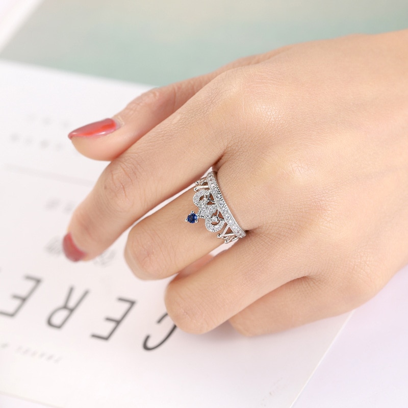 Exquisite Princess Crown Shaped Ring 925 Sterling Sliver CZ Rings for Women Ladies Aneis De Ouro Zirconia Jewelry