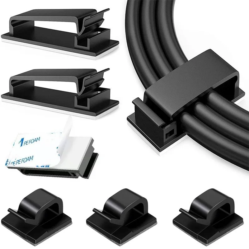 Zelfklevende draadorganizer Kabelhouder Snoerbeheer Harnas Klemclip voor thuis PC Voeding USB-kabel Bedrading Desktop Cord Manager