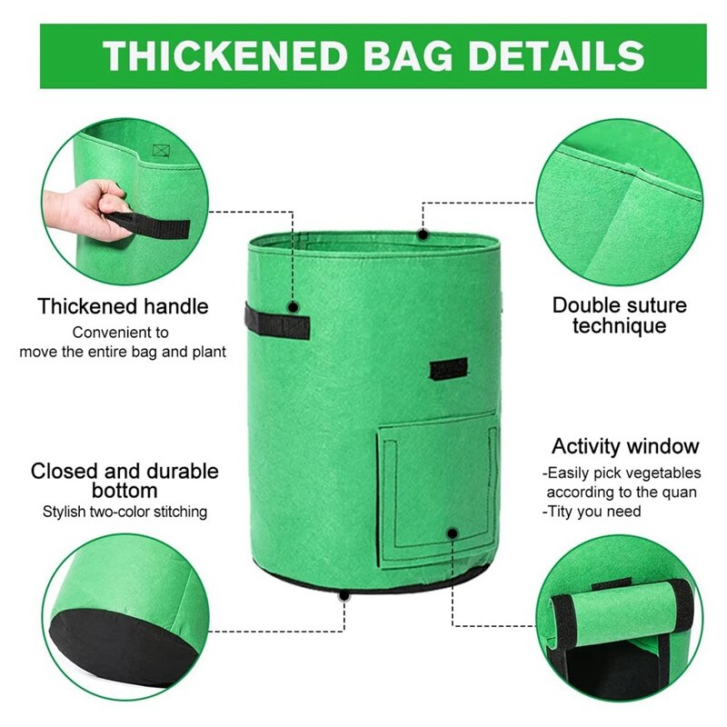 Potato Grow Bags , 2 Pack 10 Gallon Potato Growing Bags Potato Planting Bag Potato Planter with Flap and Handles