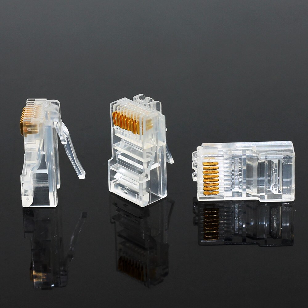 ANPWOO 20/50/100PCS RJ45 Ethernet Cables Module Plug Network Connector RJ-45 Crystal Heads Cat5 Cat5e Gold Plated Network Cable